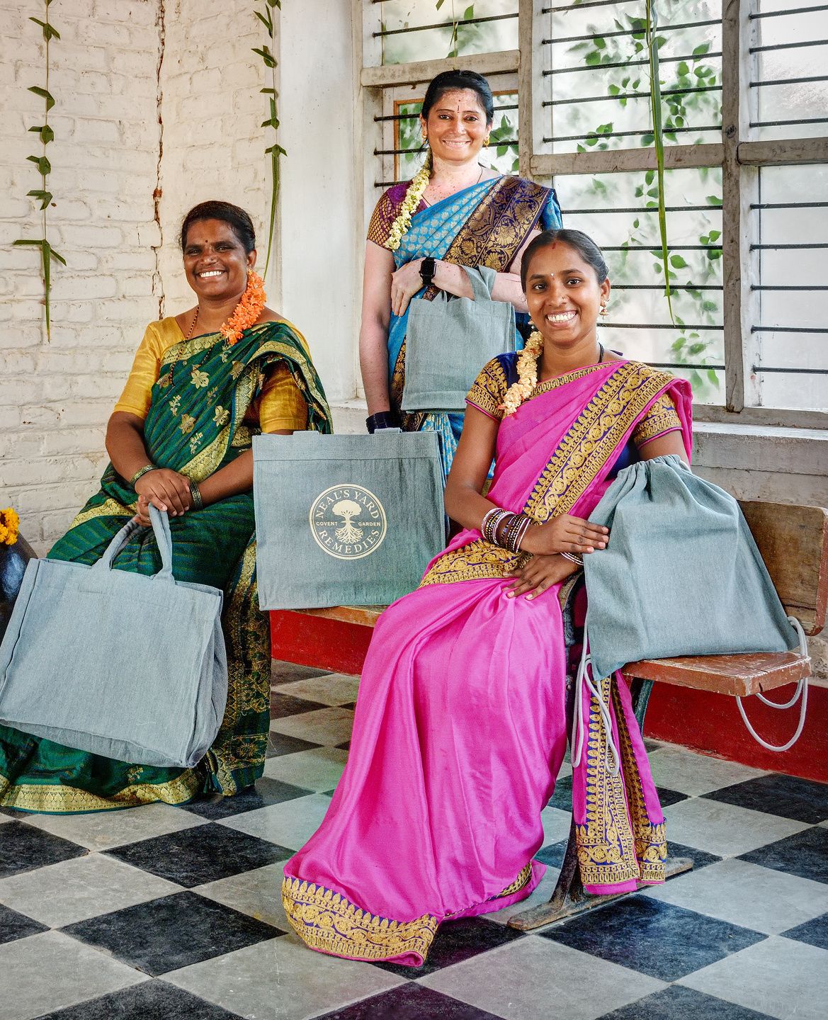 Women with re-wrap bags