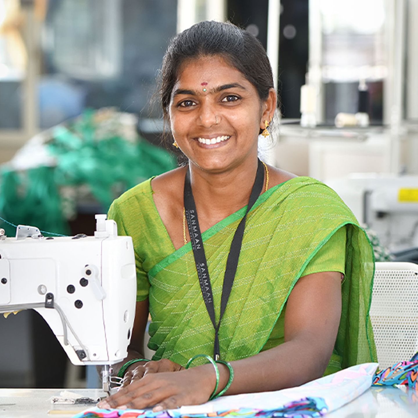 Artisan with a sewing machine